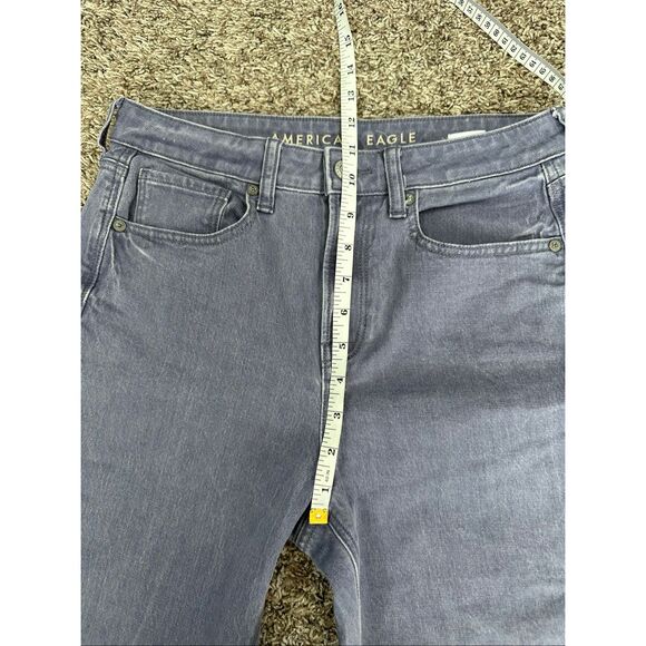 American Eagle Stretch Mom Jean Gray Purple Wash Denim High Waisted Size 4 Short - Picture 10 of 13